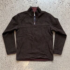 Men's Quarter-Zip Pullover Sweater - Brown Fleece